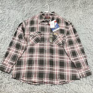 Men’s Extra Heavy Pearl Snap Plaid Flannel Outdoor Shacket Black Red Gry 2XL NWT